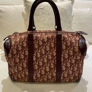 Final Price ! Vintage Dior Burgundy Monogram Trotter Boston Bag